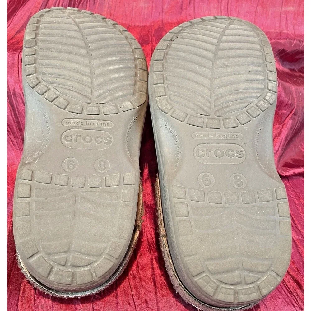 Crocs Dual Crocs Comfort Lined Brown Slip-On Clog sz 6/8